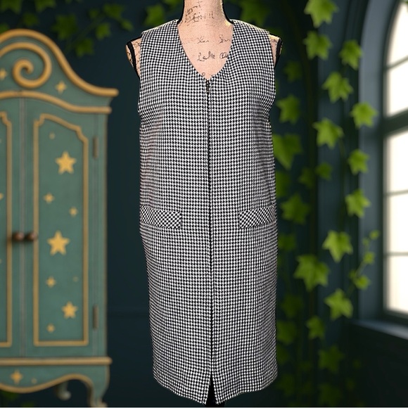 Sag Harbor Black & White Houndstooth Dress Size 4P - Picture 1 of 16